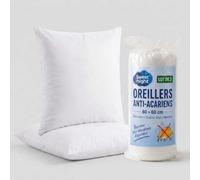 SWEET NIGHT - Juego de 2 Almohadas de 60 x 60 cm - Anti ácaros - Anti bacterianos - Confort Esponjoso - Certificado Oeko-Tex - Pack de 2 Almohadas