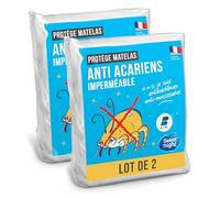 SWEET NIGHT - Juego de 2 protectores de colchón de 200 x 200 cm | Protector impermeable y antiácaros | Muletón 100% algodón | Silencioso y transpirable | Compatible con grandes gorras