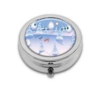 Sweet Nursery Winter Scene at Woodland Custom Round SilverBox Pocket 2.1" - 3 Compartimentos Box/Pastillero Bolsillo