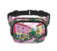 Sweet Romance - Riñonera cuadrada de doble capa con correa ajustable para actividades al aire libre, color negro, talla única, Black, Talla única