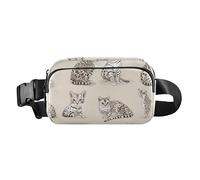 Sweet Savannah Cats - Riñonera cruzada para pasaporte, color beige, riñonera para entrenamiento, correr, Color01, 1 Size