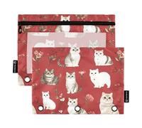 Sweet Scottish Fold Cats - Estuche para lápices con 3 anillas y cremallera, impermeable, 2 unidades, suministros de papelería