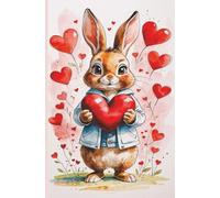 Sweet Scribbles Valentine’s Notebook: Cute Watercolor Bunny Valentine's Day Lined Journal / 100 Cream Pages with Heart Watermark /5.25 by 8in / Valentine's Gift for Kids, Teens, Adults