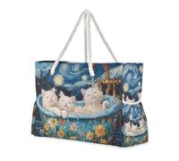 Sweet Selkirk Rex Cats - Bolsa de playa retro a prueba de arena para hombres con cremallera para mujer, ideal para viajes, piscina, natación, playa, vacaciones