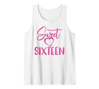 Sweet Sixteen para niñas, Color Rosa, 16 años, 16 cumpleaños Camiseta sin Mangas