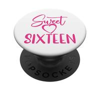Sweet Sixteen para niñas, Color Rosa, 16 años, 16 cumpleaños PopSockets PopGrip Adhesivo