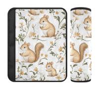 Sweet Squirrel Animal White - Paquete de 2 almohadillas para cinturón de seguridad para cinturón de seguridad para cinturón de seguridad