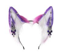 Sweet Students - Diadema con flecos para mujer, diseño de orejas de lobo, diadema étnica de dibujos animados, diadema de orejas de lobo, diadema de orejas de lobo, tamaño infantil, diadema de orejas