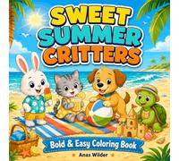 SWEET SUMMER CRITTERS: Cute Summer Animal Coloring Book for Kids Ages 4-8 with Bold Easy Beach Critters and Sunny Vacation Scenes