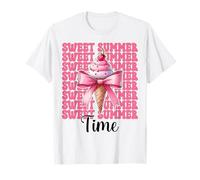 Sweet Summer Time Ice Cream Cono Chica Mamá Rosa Coqueta Arco Camiseta