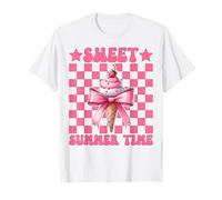 Sweet Summer Time Ice Cream Cono Chica Mamá Rosa Coqueta Arco Camiseta