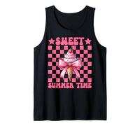 Sweet Summer Time Ice Cream Cono Chica Mamá Rosa Coqueta Arco Camiseta sin Mangas