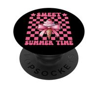 Sweet Summer Time Ice Cream Cono Chica Mamá Rosa Coqueta Arco PopSockets PopGrip Adhesivo