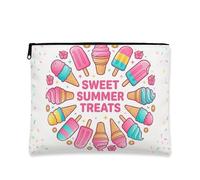 Sweet Summer Treats - Bolsa de maquillaje con diseño de helado juguetón, bolsa de viaje para mujeres, organizador portátil de lona con cremallera, Melocotón, 7x9 Inch, Golosinas