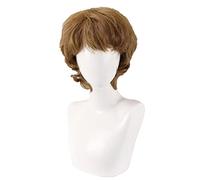 Sweet Tooth Gus Cosplay Wig Men Brown Fluffy Short Curly Hair Wig Halloween Play Role + Wig Cap