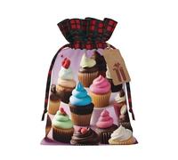 Sweet Treats - Bolsa de yute con cordón con tela a cuadros y etiqueta de papel kraft, bolsa ligera y duradera