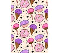 Sweet Treats & Hearts Notebook: Cute Dessert Cover with Cupcakes, Donuts & Ice Cream