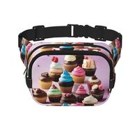 Sweet Treats - Riñonera cuadrada de doble capa para actividades al aire libre como deportes, viajes, senderismo, ciclismo, Black, Talla única