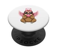 Sweet Valentine's Day Sloth Angel with Pink Wings PopSockets PopGrip Adhesivo
