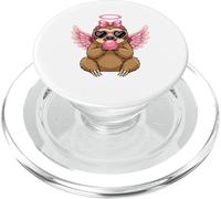 Sweet Valentine's Day Sloth Angel with Pink Wings PopSockets PopGrip para MagSafe