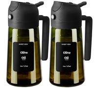 SWEET VIEW 2 Aceitera Spray Pulverizador y Dispensador Aceite, vertedor de aceite de vidrio a prueba de luz de 470 ml para cocina, freidora de aire, cocina, ensalada y barbacoa