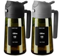 SWEET VIEW 2 Aceitera Spray Pulverizador y Dispensador Aceite, vertedor de aceite de vidrio a prueba de luz de 470 ml para cocina, freidora de aire, cocina, ensalada y barbacoa