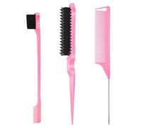 SWEET VIEW 3 Piezas Cepillo De Cerdas Para El Pelo Con Peine De Cola De Rata, Cepillo Y Peine Para El Pelo De Bebé Y Pelo Suelto - Rosa