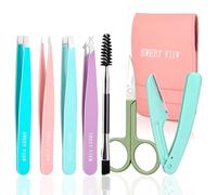 SWEET VIEW 7 Piezas pinzas depilar, pinzas depilar profesionales para facial,cejas (Miticolored)