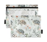 Sweet Water Turtle Reptile Grey - Estuche con 3 anillas para lápices con cremallera, paquete de 2 bolsas de almacenamiento impermeables, organizador de documentos de oficina