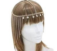 Sweet Wedding Headpiece Bridal Head Chain Hair Jewelry for Women Rhinestone Forehead Headband Accessories para la moda(Gold 3)