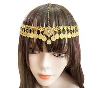 Sweet Wedding Headpiece Bridal Head Chain Hair Jewelry for Women Rhinestone Forehead Headband Accessories para la moda(Gold 5)