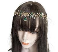 Sweet Wedding Headpiece Bridal Head Chain Hair Jewelry for Women Rhinestone Forehead Headband Accessories para la moda(Green 8)