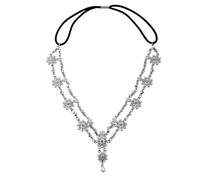 Sweet Wedding Headpiece Bridal Head Chain Hair Jewelry for Women Rhinestone Forehead Headband Accessories para la moda(Silver 2)