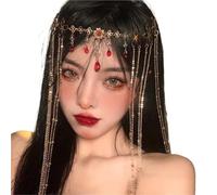 Sweet Wedding Headpiece Bridal Head Chain Hair Jewelry for Women Rhinestone Forehead Headband Accessories para la moda(Gold 4)