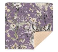 Sweet Wolf - Tapete grande antideslizante para actividades de bebé, para interiores y exteriores, tapete de entretenimiento para bebés, niños pequeños, 127 x 127 cm, color morado