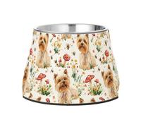 Sweet Yorkshire Terrier - Cuenco de acero inoxidable mejorado para perros medianos, alivio de bigotes