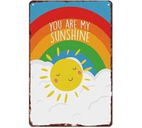Sweet You Are My Sunshine Retro Sign with Sun Rainbow Print for Room Bedroom or Home Wall 8 X 12 in