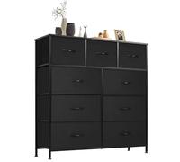Sweetcrispy Cómoda de salón para Dormitorio con 9 cajones de Tela,Mueble de cajones de pies Ajustable,Armario de cajones para Dormitorio,Clásico Negro