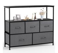 Sweetcrispy Cómoda de TV para Dormitorio con 5 cajones de Tela, aparador de salón para TV de 115 cm, con Patas Ajustables, Armario de cajones para Dormitorio, Gris Moderno