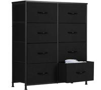 Sweetcrispy Cómoda para dormitorio, organizador de cajones de almacenamiento, torre de almacenamiento de tela con 8 cajones, cómoda con marco de acero, parte superior de madera para guardería, sala de