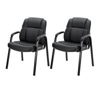 Sweetcrispy Juego de 2 sillas de Sala de Espera sin Ruedas, Silla ejecutiva Grande y Alta de Piel sintética con Brazos Acolchados para Ancianos, Oficina, Oficina, Invitados, recepción, Sala de