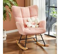 Sweetcrispy Mecedora de Oso Acolchado Glider Rocker con Respaldo Alto, Silla de Lectura Moderna Columpio Acento sillas Glider Recliner para Sala de Estar Dormitorio