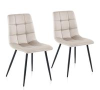 Sweetcrispy Silla de Comedor, Silla de Cocina con Patas de Metal, Silla de Comedor de Terciopelo sin reposabrazos, sillas Modernas para Comedor, 2 Piezas, Gris Claro