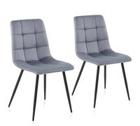 Sweetcrispy Silla de Comedor, Silla de Cocina con Patas de Metal - Terciopelo Silla de Comedor sin reposabrazos, sillas Modernas para Comedor, 2 Piezas, Gris