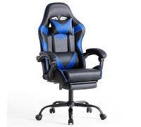Sweetcrispy Silla de Gaming, Silla de Juegos con reposapiés, Soporte Lumbar, Silla ergonómica de PC, Silla de Oficina Ajustable en Altura, Silla de Ordenador, Silla de Escritorio giratoria, Azul