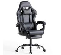 Sweetcrispy Silla de Gaming, Silla de Juegos con reposapiés, Soporte Lumbar, Silla ergonómica de PC, Silla de Oficina Ajustable en Altura, Silla de Ordenador, Silla de Escritorio giratoria, Gris