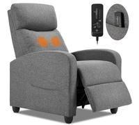 Sweetcrispy Silla reclinable de Masaje para Adultos, Asiento de Cine en casa Ajustable con Soporte Lumbar para Sala de Estar, Tela Moderna reclinable, Color Gris
