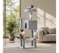 Sweetcrispy Torre de árbol para gatos de 44 pulgadas, torre de escalada para gatos con postes rascadores de sisal natural, hamaca, condominio para gatos y gatitos de interior, gris claro
