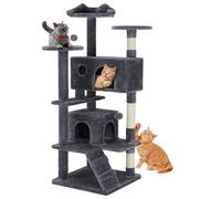 Sweetcrispy Torre de árbol para gatos de 54 pulgadas, multinivel con poste rascador de sisal, regalo perfecto para mascotas, condominio interior con escalera de escalada, juguete de peluche y más