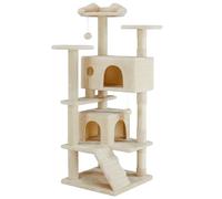 Sweetcrispy Torre de árbol para gatos de 54 pulgadas, torre de varios niveles con poste rascador para gatos, condominio interior para gatos con escalera de escalada, juguete de peluche, casa de juegos